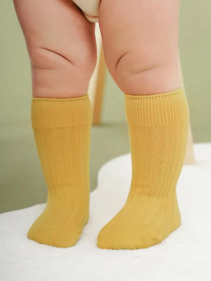Baby Socks Newborn Kids Infant Girls Boys Knee High Sock Toddler Girl Solid Cotton Stripe Plain Long Sock For 0-3 Years Children
