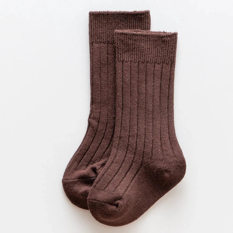 Baby Socks Newborn Kids Infant Girls Boys Knee High Sock Toddler Girl Solid Cotton Stripe Plain Long Sock For 0-3 Years Children