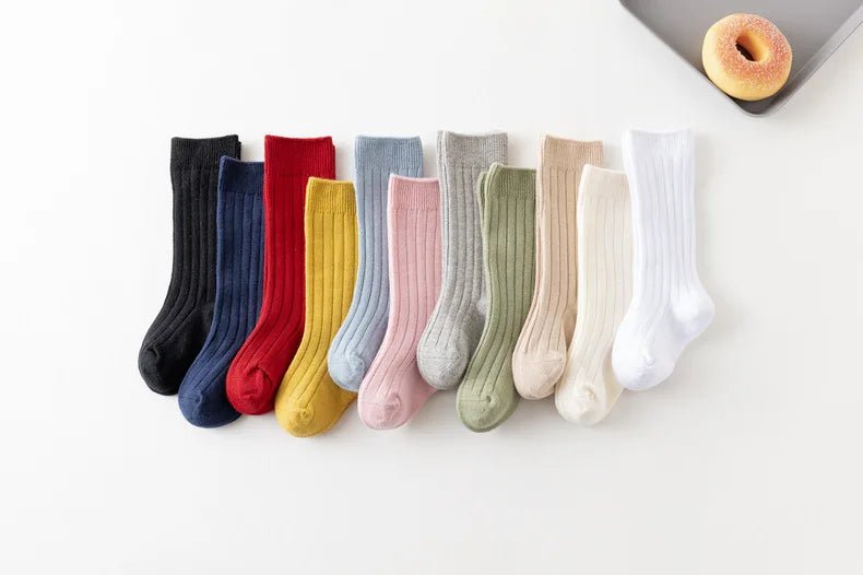 Baby Socks Newborn Kids Infant Girls Boys Knee High Sock Toddler Girl Solid Cotton Stripe Plain Long Sock For 0-3 Years Children