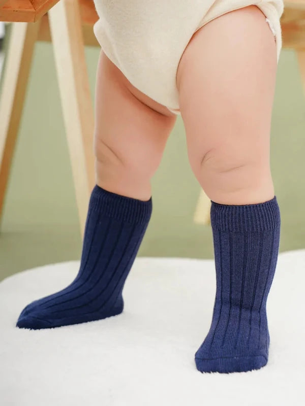 Baby Socks Newborn Kids Infant Girls Boys Knee High Sock Toddler Girl Solid Cotton Stripe Plain Long Sock For 0-3 Years Children