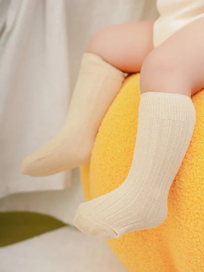 Baby Socks Newborn Kids Infant Girls Boys Knee High Sock Toddler Girl Solid Cotton Stripe Plain Long Sock For 0-3 Years Children