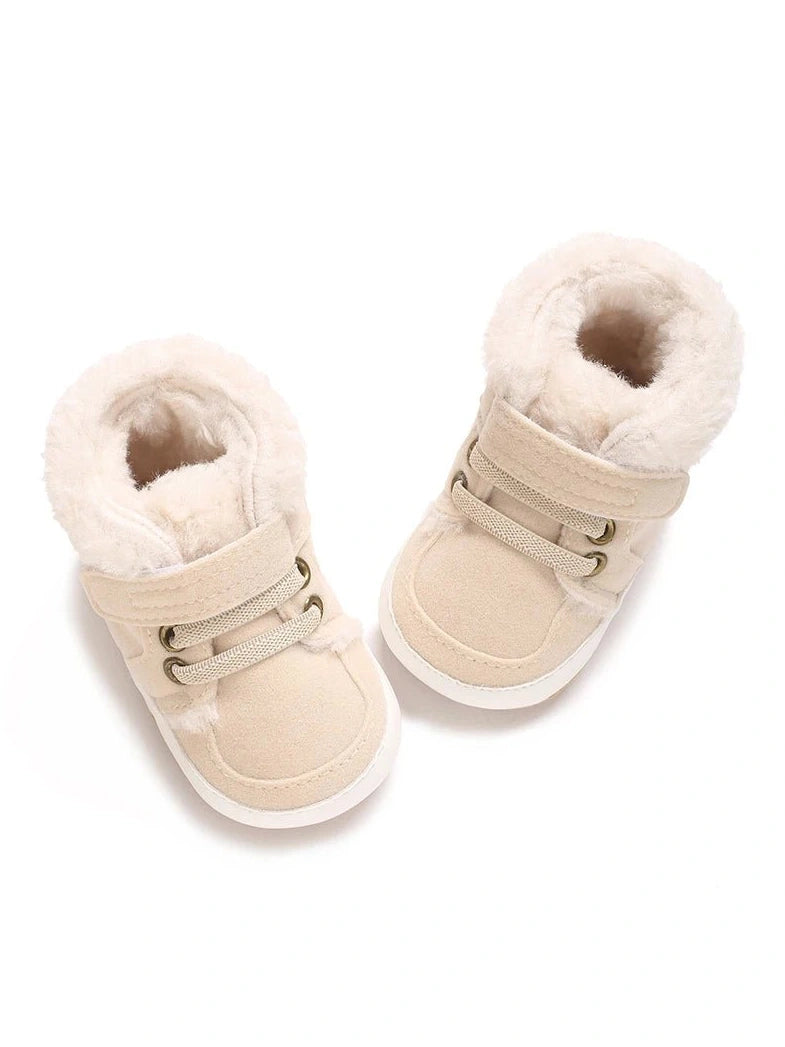 Baby Walking Shoes Winter and Boots Solid Color Plush Warm Soft Non Slip Rubber Sole Learning To Walk - Hands & Toes
