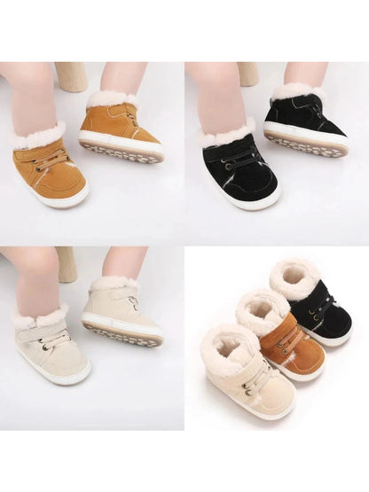 Baby Walking Shoes Winter and Boots Solid Color Plush Warm Soft Non Slip Rubber Sole Learning To Walk - Hands & Toes