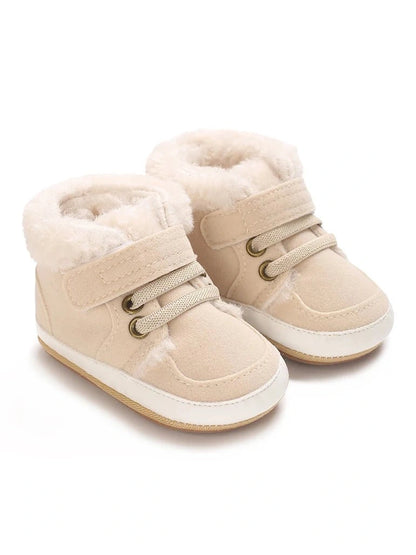 Baby Walking Shoes Winter and Boots Solid Color Plush Warm Soft Non Slip Rubber Sole Learning To Walk - Hands & Toes
