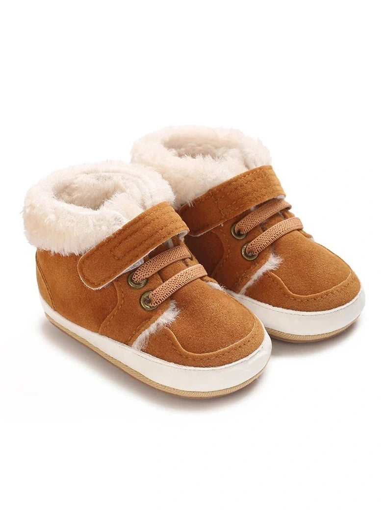 Baby Walking Shoes Winter and Boots Solid Color Plush Warm Soft Non Slip Rubber Sole Learning To Walk - Hands & Toes