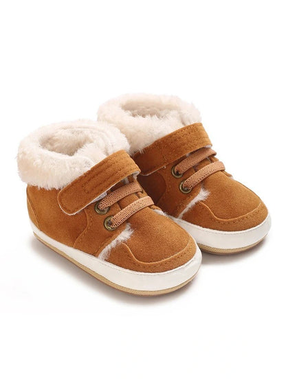 Baby Walking Shoes Winter and Boots Solid Color Plush Warm Soft Non Slip Rubber Sole Learning To Walk - Hands & Toes