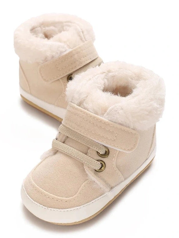 Baby Walking Shoes Winter and Boots Solid Color Plush Warm Soft Non Slip Rubber Sole Learning To Walk - Hands & Toes