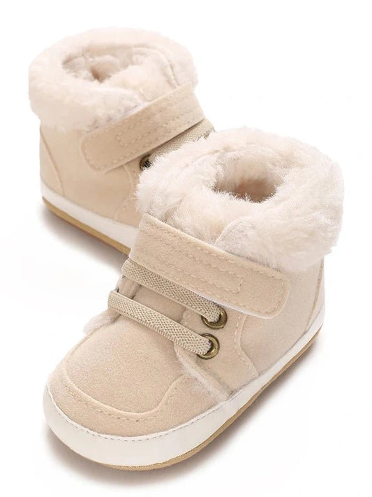 Baby Walking Shoes Winter and Boots Solid Color Plush Warm Soft Non Slip Rubber Sole Learning To Walk - Hands & Toes