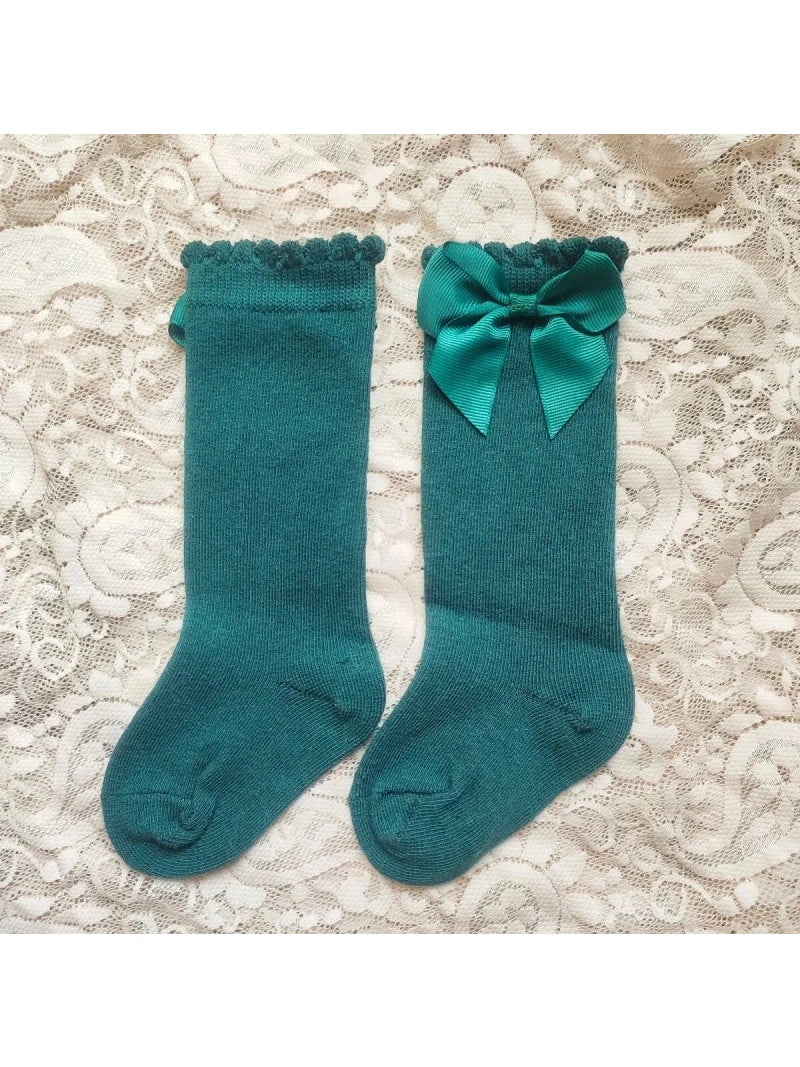 Baby's Christmas Red Socks Sweet Big Bows Knee High Princess Sock - Hands & Toes