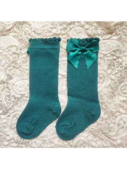 Baby's Christmas Red Socks Sweet Big Bows Knee High Princess Sock - Hands & Toes