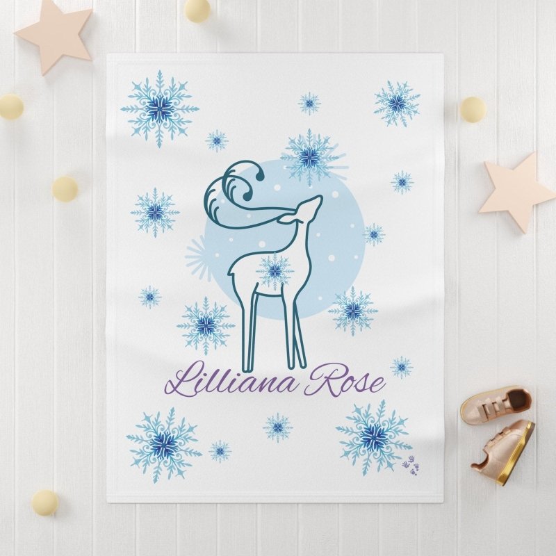 Hands and Toes Soft Fleece Snowflake Baby Reindeer Swaddle Blanket - Hands & Toes