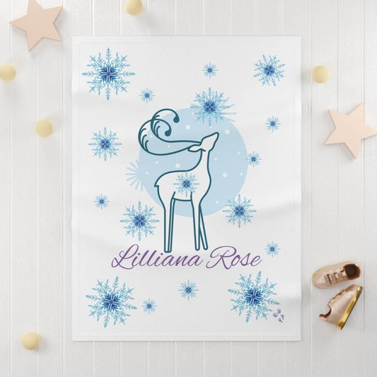 Hands and Toes Soft Fleece Snowflake Baby Reindeer Swaddle Blanket - Hands & Toes