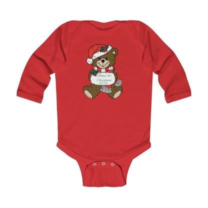 Infant Bodysuit Babys 1st Christmas Cute Teddy in Santa Hat “Merry Christmas” Baby Onesie - Hands & Toes
