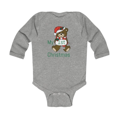 Infant Bodysuit Babys 1st Christmas Cute Teddy in Santa Hat “Merry Christmas” Baby Onesie - Hands & Toes