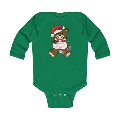 Infant Bodysuit Babys 1st Christmas Cute Teddy in Santa Hat “Merry Christmas” Baby Onesie - Hands & Toes