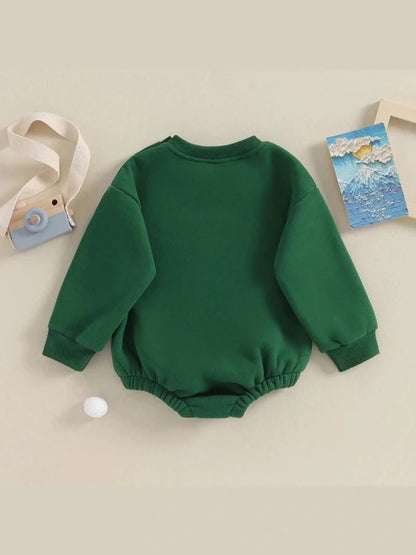 Lioraitiin 0-18M Newborn Baby Boy Girl Outfits Fleece Solid Color Bubble Bodysuit Sweatshirt Long Sleeve Warm Clothes