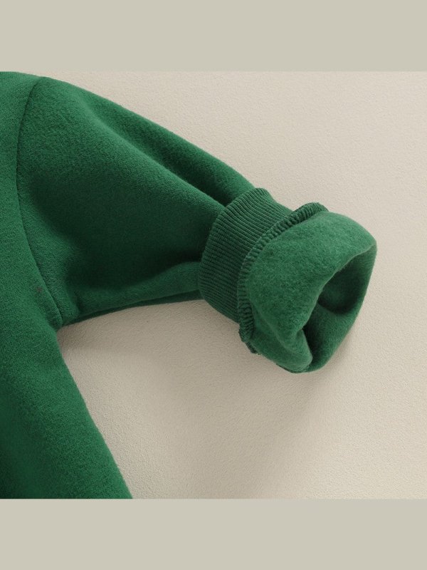 Lioraitiin 0-18M Newborn Baby Boy Girl Outfits Fleece Solid Color Bubble Bodysuit Sweatshirt Long Sleeve Warm Clothes