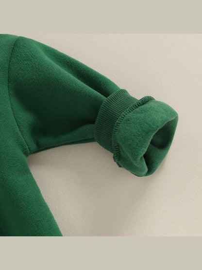 Lioraitiin 0-18M Newborn Baby Boy Girl Outfits Fleece Solid Color Bubble Bodysuit Sweatshirt Long Sleeve Warm Clothes