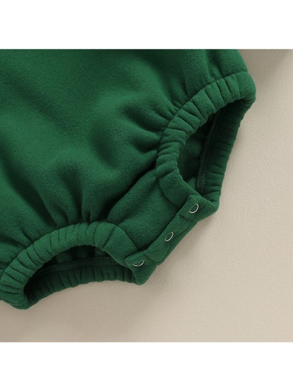 Lioraitiin 0-18M Newborn Baby Boy Girl Outfits Fleece Solid Color Bubble Bodysuit Sweatshirt Long Sleeve Warm Clothes
