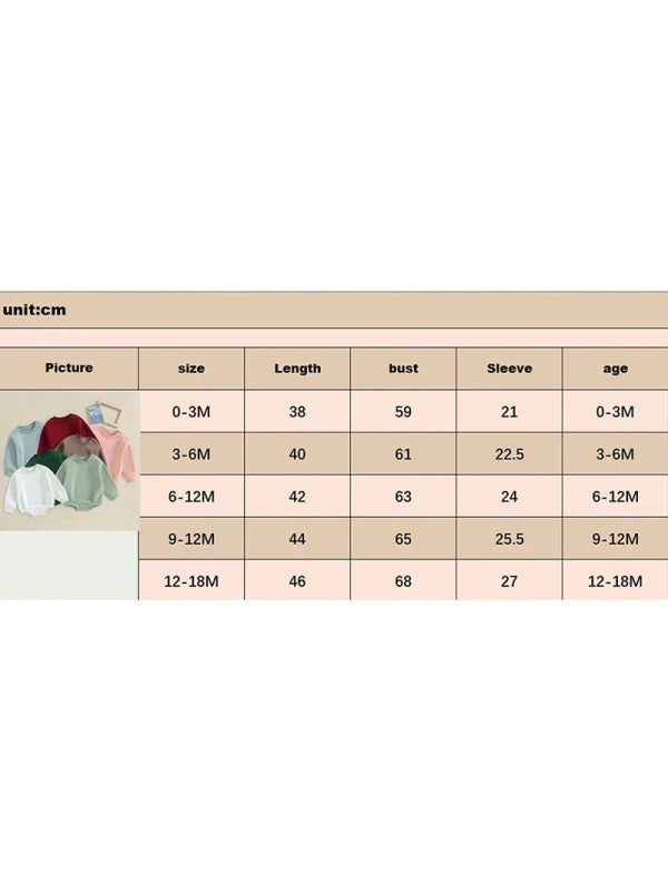 Lioraitiin 0-18M Newborn Baby Boy Girl Outfits Fleece Solid Color Bubble Bodysuit Sweatshirt Long Sleeve Warm Clothes