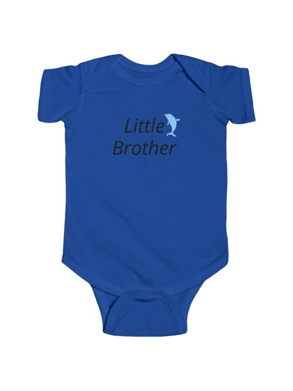 Little Brother Infant Bodysuit – Cute Blue Dolphin Baby Onesie - Hands & Toes