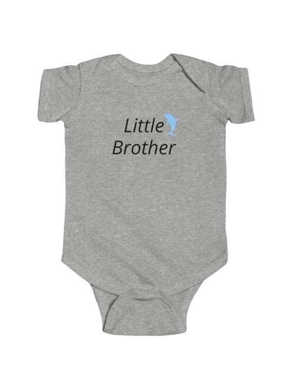Little Brother Infant Bodysuit – Cute Blue Dolphin Baby Onesie - Hands & Toes