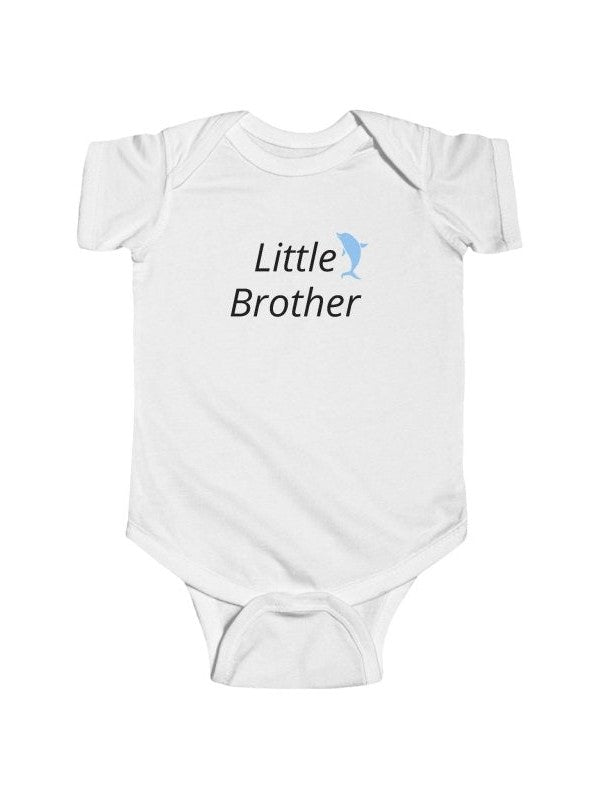 Little Brother Infant Bodysuit – Cute Blue Dolphin Baby Onesie - Hands & Toes