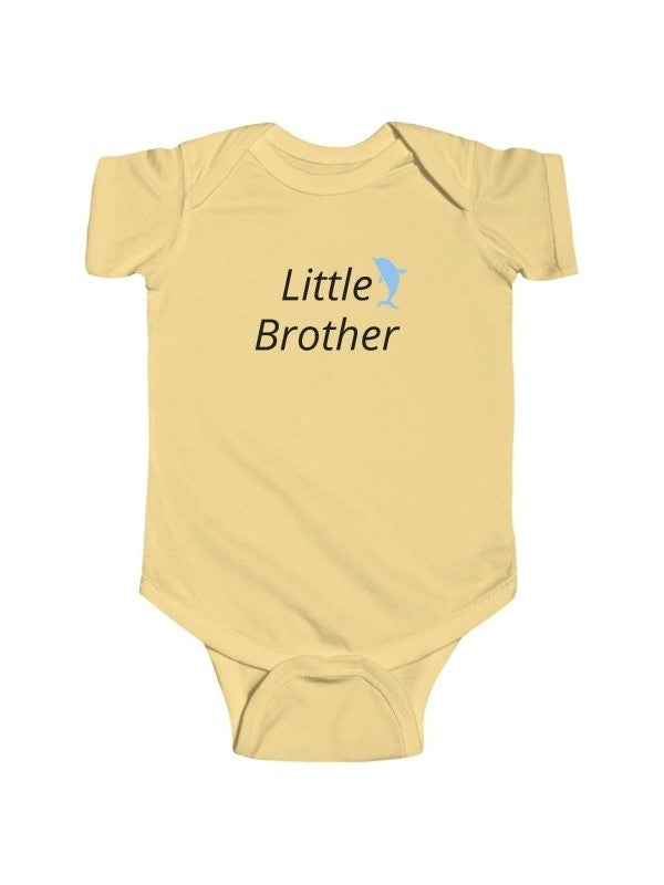 Little Brother Infant Bodysuit – Cute Blue Dolphin Baby Onesie - Hands & Toes