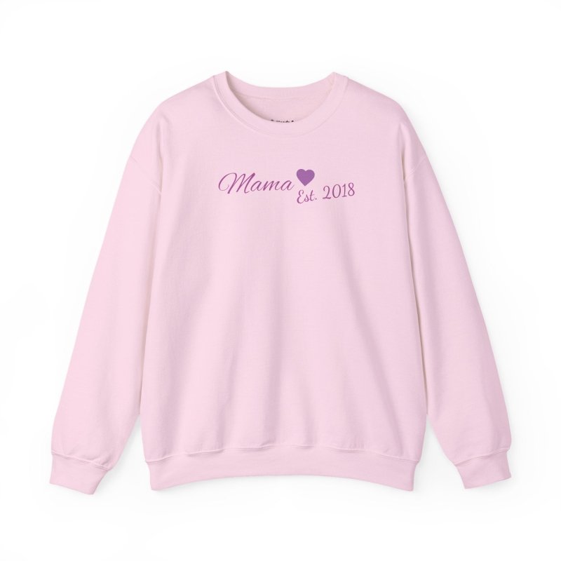 Mama Est. 2018 Crewneck Sweatshirt — Mom Pride Pullover Personalize Year