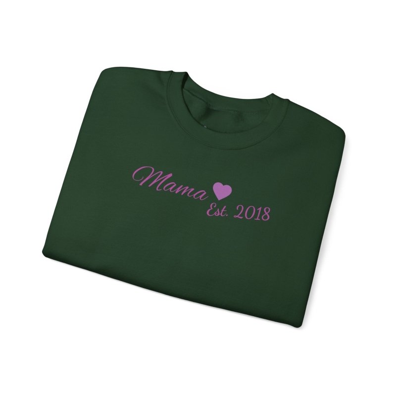 Mama Est. 2018 Crewneck Sweatshirt — Mom Pride Pullover Personalize Year