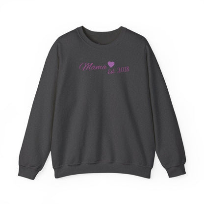 Mama Est. 2018 Crewneck Sweatshirt — Mom Pride Pullover Personalize Year