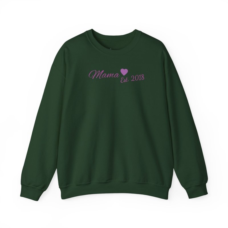 Mama Est. 2018 Crewneck Sweatshirt — Mom Pride Pullover Personalize Year