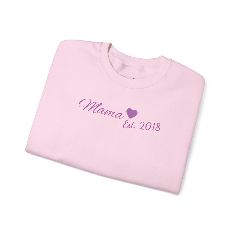 Mama Est. 2018 Crewneck Sweatshirt — Mom Pride Pullover Personalize Year