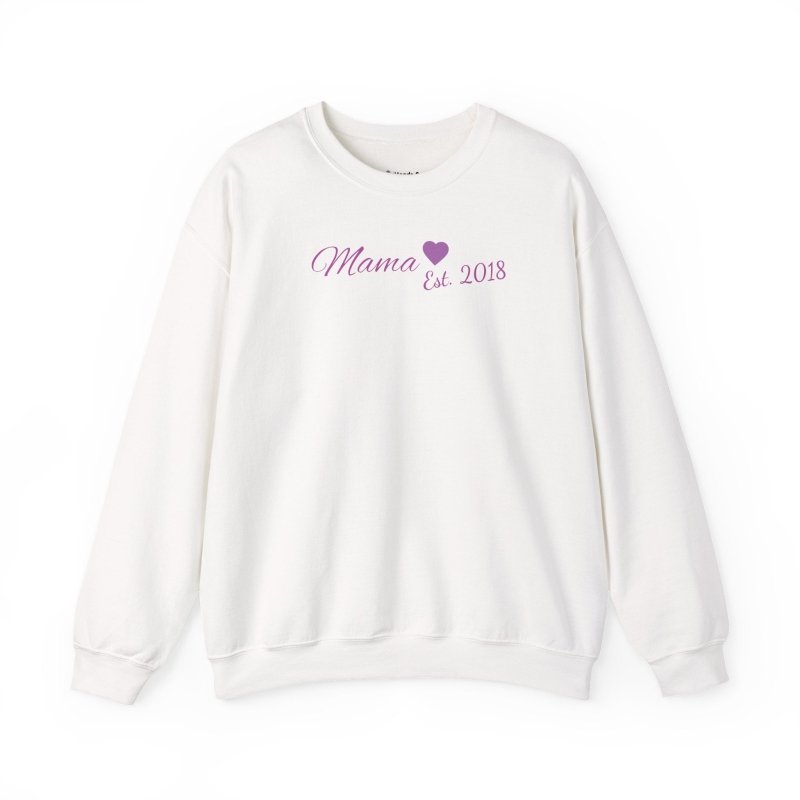 Mama Est. 2018 Crewneck Sweatshirt — Mom Pride Pullover Personalize Year