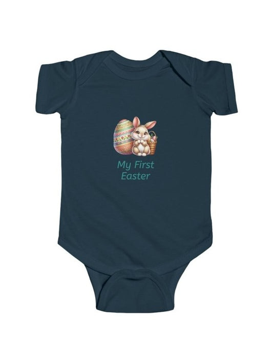 My First Easter Infant Bodysuit — Cute Bunny “Hoppy Baby” Newborn Onesie - Hands & Toes