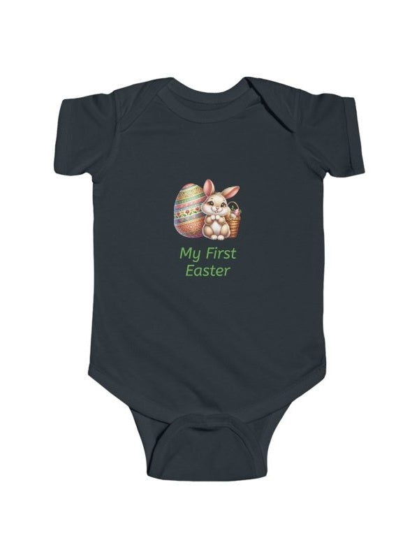 My First Easter Infant Bodysuit — Cute Bunny “Hoppy Baby” Newborn Onesie - Hands & Toes