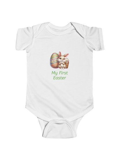 My First Easter Infant Bodysuit — Cute Bunny “Hoppy Baby” Newborn Onesie - Hands & Toes