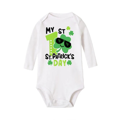 My First St. Patrick's Day Printed Infant Bodysuit St. Patricks Party Baby Outfits Newborn Long Sleeve Romper Holiday Jumpsuit