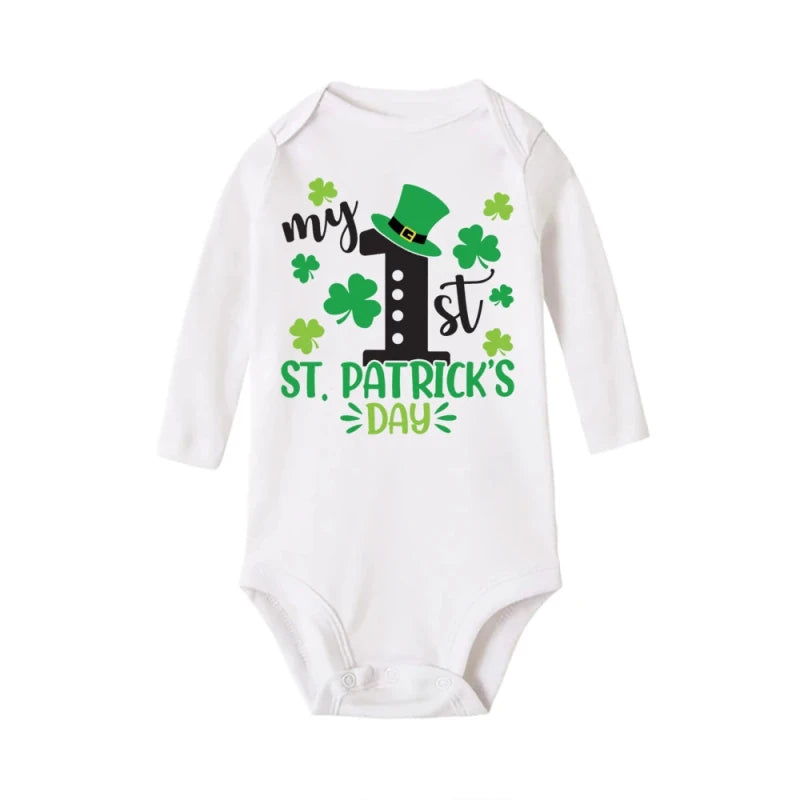 My First St. Patrick's Day Printed Infant Bodysuit St. Patricks Party Baby Outfits Newborn Long Sleeve Romper Holiday Jumpsuit