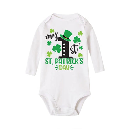 My First St. Patrick's Day Printed Infant Bodysuit St. Patricks Party Baby Outfits Newborn Long Sleeve Romper Holiday Jumpsuit