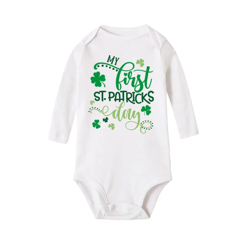 My First St. Patrick's Day Printed Infant Bodysuit St. Patricks Party Baby Outfits Newborn Long Sleeve Romper Holiday Jumpsuit