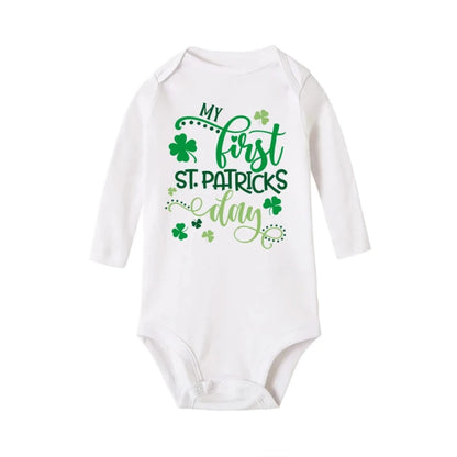 My First St. Patrick's Day Printed Infant Bodysuit St. Patricks Party Baby Outfits Newborn Long Sleeve Romper Holiday Jumpsuit