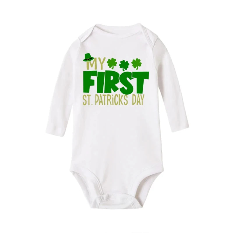 My First St. Patrick's Day Printed Infant Bodysuit St. Patricks Party Baby Outfits Newborn Long Sleeve Romper Holiday Jumpsuit