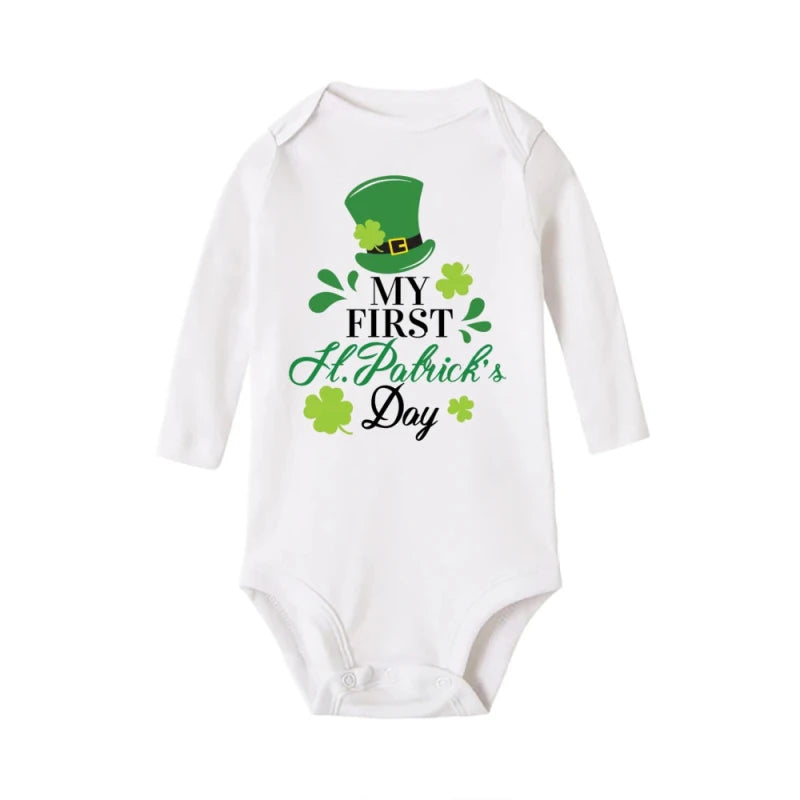 My First St. Patrick's Day Printed Infant Bodysuit St. Patricks Party Baby Outfits Newborn Long Sleeve Romper Holiday Jumpsuit