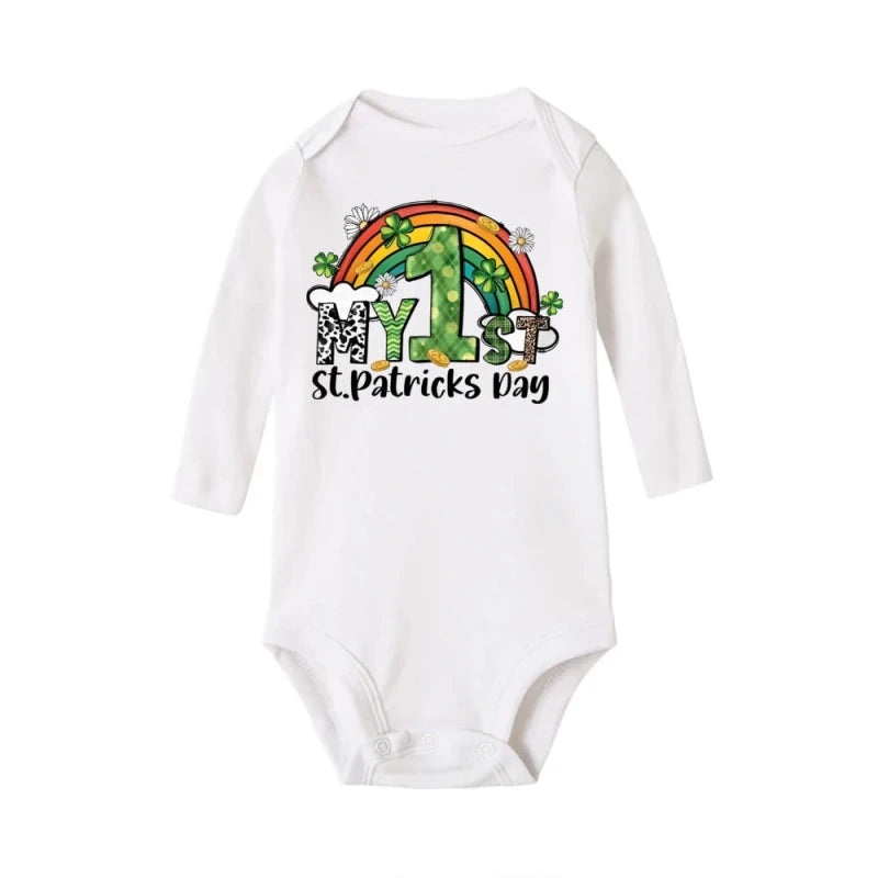 My First St. Patrick's Day Printed Infant Bodysuit St. Patricks Party Baby Outfits Newborn Long Sleeve Romper Holiday Jumpsuit