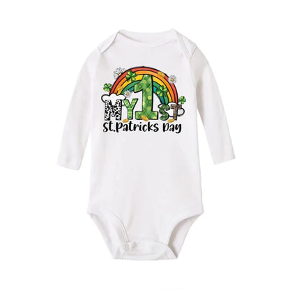 My First St. Patrick's Day Printed Infant Bodysuit St. Patricks Party Baby Outfits Newborn Long Sleeve Romper Holiday Jumpsuit