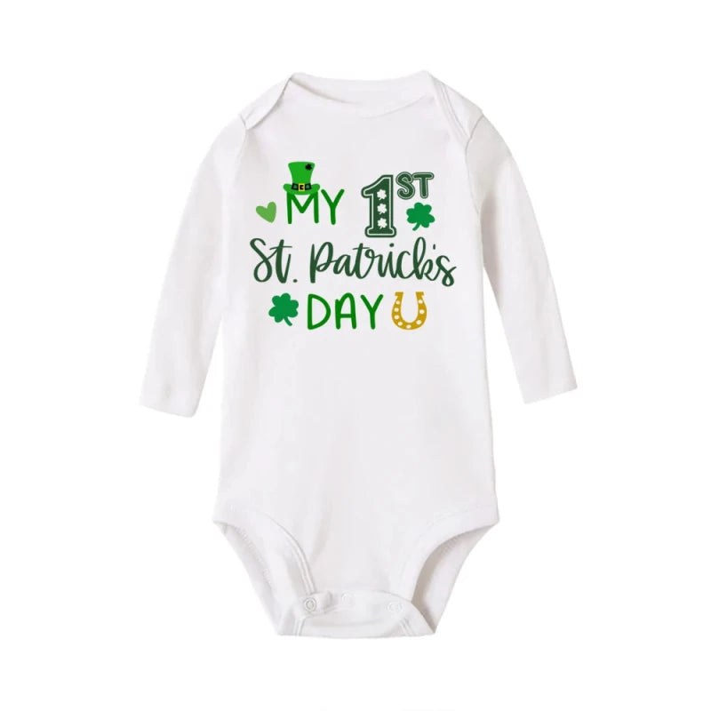 My First St. Patrick's Day Printed Infant Bodysuit St. Patricks Party Baby Outfits Newborn Long Sleeve Romper Holiday Jumpsuit