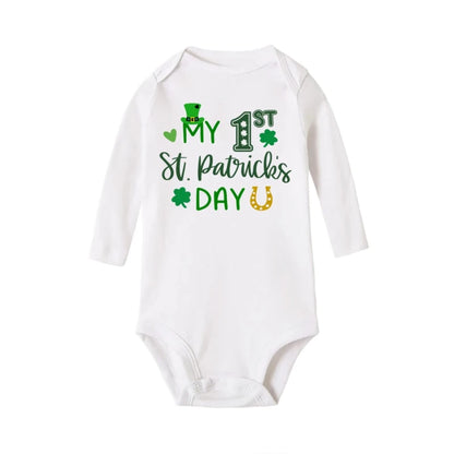 My First St. Patrick's Day Printed Infant Bodysuit St. Patricks Party Baby Outfits Newborn Long Sleeve Romper Holiday Jumpsuit