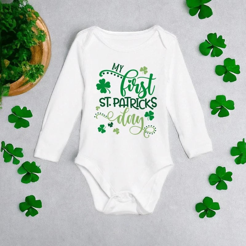 My First St. Patrick's Day Printed Infant Bodysuit St. Patricks Party Baby Outfits Newborn Long Sleeve Romper Holiday Jumpsuit
