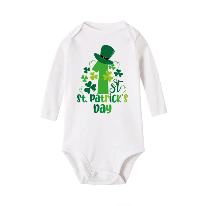 My First St. Patrick's Day Printed Infant Bodysuit St. Patricks Party Baby Outfits Newborn Long Sleeve Romper Holiday Jumpsuit